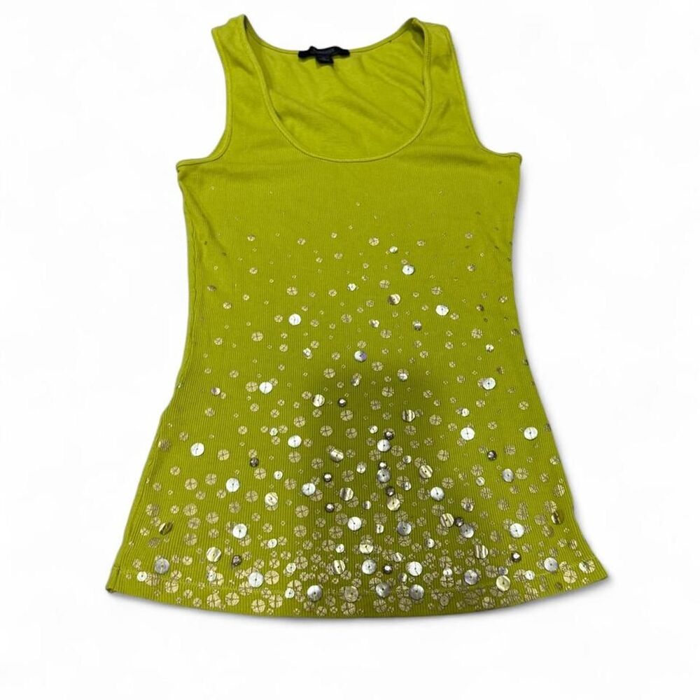 Vintage Express Lime Green Sequin Tank Top
